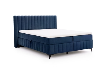 Postel boxspring Verona 160x200 s úložním prostorem - tmavě modrá samet hydrofobní  Amon 07