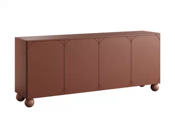 Komoda Sonatia II 200 cm štvordverová na nogach kulach - burgund