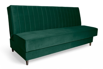 Pohovka Vigo rozkladana S vnútorným úložným priestorom- Zelený zamat Kronos 19 / tmavý orech - Koncovka Série