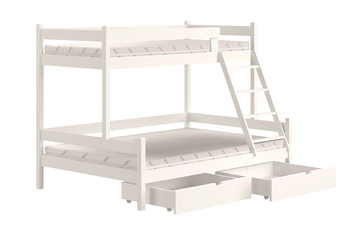 Posteľ poschodová drevená Poli so zásuvkami - 80x200/120x200 / Biely