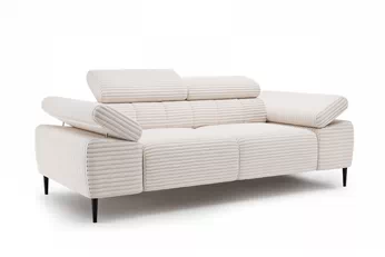 Sofa Taloria III v světlém odstínu s elektricky vysunovatelným sedákem a nastavitelnými opěrkami hlavy