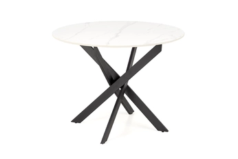 Stôl okragly Edgar 100 cm - Biely mramor / čierny nožičky