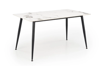 Stôl prostokatny Emilio 140x80 cm - Biely mramor / Čierny