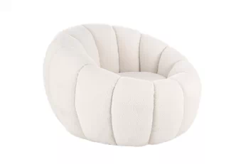 Kreslo Pares krémovej farby boucle Lambi 1 v štýle Modern Organic, pohľad spredu