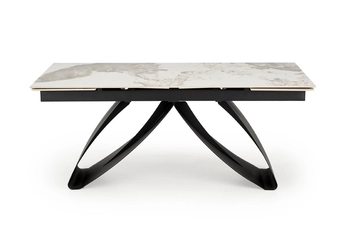 Stôl rozkladany Morvian 180-260x90 cm - Biely mramor / Čierny