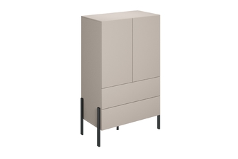 Komoda dvoudveřová Jukon 90 cm bielizniarka - bílý mat / kovové Nohy