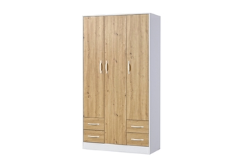 Skriňa trojdverová Lomaro 120 cm so zásuvkami - Dub artisan / Úchytka Biely 