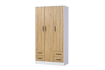 Skriňa trojdverová Lomaro 120 cm so zásuvkami - Dub artisan / Úchytka Čierny 