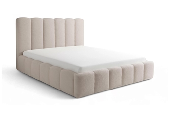 Čalouněná postel Aura 180x200 v béžové boucle s vysokým svislým čelem