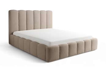 Čalouněná postel Aura 180x200 tmavě béžová boucle Quelle 05 s vysokým čelem