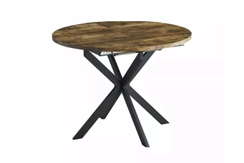 Stôl okragly Zinvero 100-135x100 cm rozkladany - Tmavý orech / čierny