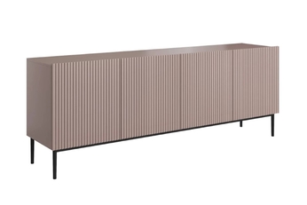 Komoda Nicole 200 cm štvordverová s frézovaným frontom - antický Ružová / čierny nozki - Limitowana ponuka