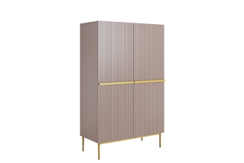 Komoda vysoká Nicole 100 cm dvojdverová s frézovaným frontom - antický Ružová / zlote nozki