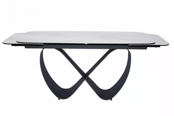 Stôl rozkladany Elunari 160-240x90 cm - Biely mramor / Čierny mat