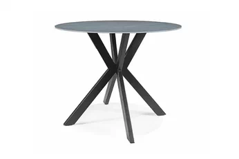 Stôl okragly Solmira 90 cm ceramiczny - šedý mramor / čierny nožičky