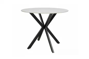 Stôl okragly Solmira 90 cm ceramiczny - Biely mramor / čierny nožičky