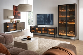 Komplet nábytku pro obývacího pokoje Auri - dub dunin / černá