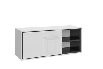 skříňka pod umywalke 2D Irvine 120 cm závěsná - bílá-černá / bílá lesk