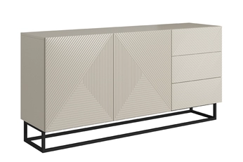 Komoda Asha 167 cm dvojdverová so zásuvkami - kašmír / Čierny Rošt