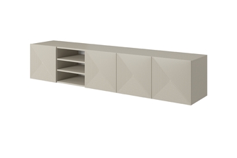 skříňka RTV závěsná Asha 200 cm s frézovanou přední částí i wneka - kašmír