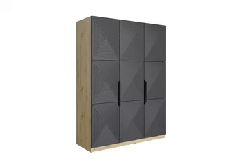 Skriňa Asha 150 cm z metalowymi uchwytami - artisan / rivier stone mat / čierny úchyty