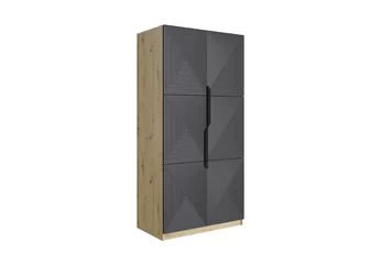 skříň Asha 100 cm s frézovanou přední částí i metalowymi uchwytami- artisan / rivier stone mat / černá Úchytky