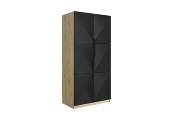 skříň Asha 100 cm s frézovanou přední částí i metalowymi uchwytami- artisan / černá mat / černá Úchytky