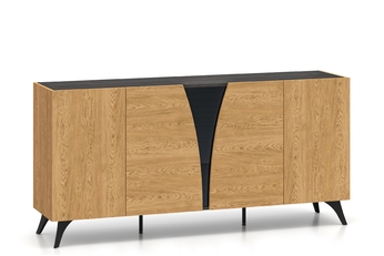 Komoda Natina 170 cm pieciodrzwiowa - Dub baltic dune / Jaseň portland Čierny