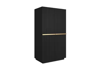 Skriňa Nicole 100 cm z policami - Čierny mat / zlote úchyty