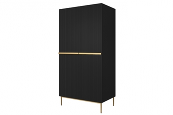 skříň Nicole 100 cm z policemi i zásuvkami - černá mat / zlote nozki