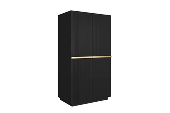 Skriňa Nicole 100 cm z policami i zásuvkami - Čierny mat / zlote úchyty