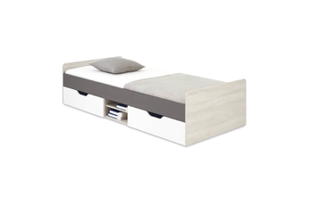 Postel mlodziezowe Lumo 15 90x200 se zásuvkami i schowkiem - dub wilton bílá / bílá lux / antracitová