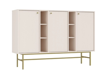 Komoda Lotina 158 cm trojdverová z wnekami - Béžová Pieskový / zlaté Rošt