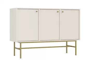 Komoda Lotina 125 cm trojdverová - Béžová Pieskový / zlaté Rošt
