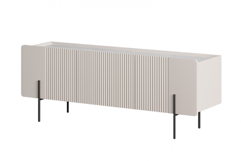 skříňka RTV Malmi 150 cm - kašmír / crema bianca / černá nozki