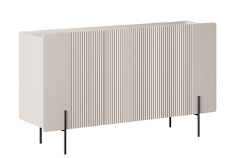 Komoda Malmi 150 cm třídveřová - kašmír / crema bianca / černá nozki