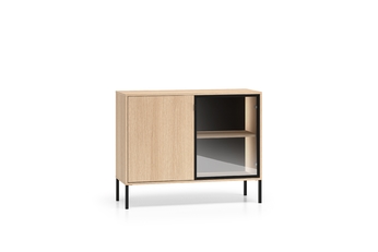 Komoda Harmona 107 cm dvoudveřová s osvětlením - dub lindberg