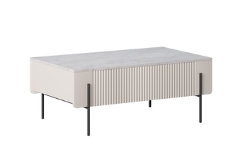 Konferenčný stolík Malmi 100 cm so zásuvkami - kašmír / crema bianca / čierny nozki