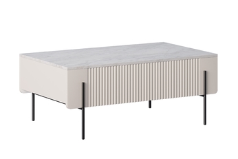 Stolík kawowy so zásuvkami Malmi 100 cm - kašmír / crema bianca / čierny nozki