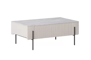 Konferenčný stolík Malmi 100 cm so zásuvkami - kašmír / crema bianca / čierny nozki