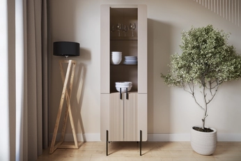 Vitrína Malmi 60 cm - kašmír / černá nozki