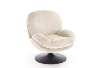 Křeslo čalouněná Sella obrotowy - béžová Pletenina futerkowa
