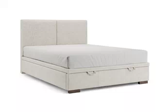 Boxspring posteľ Lektis 140x200 S vnútorným úložným priestorom- Béžová látka ľahkočistiaca Maya 03 / nožičky drevená Venge