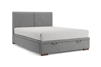 Postel boxspring Lektis 140x200 s úložným prostorem- šedá potahová látka snadno čistitelný Maya 18 / Nohy drewniane wenge