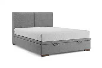 Boxspring posteľ Lektis 160x200 S vnútorným úložným priestorom- šedá látka ľahkočistiaca Maya 18 / nožičky drevená Venge