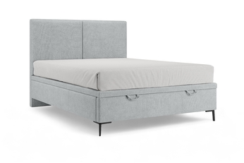 Boxspring posteľ Lektis 160x200 S vnútorným úložným priestorom- popielata látka ľahkočistiaca Maya 20 / nožičky kovové čierny 