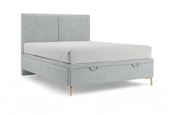 Boxspring posteľ Lektis 140x200 S vnútorným úložným priestorom- popielata látka ľahkočistiaca Maya 20 / nožičky kovové zlote