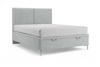 Boxspring posteľ Lektis 140x200 S vnútorným úložným priestorom- popielata látka ľahkočistiaca Maya 20 / nožičky kovové srebrne 