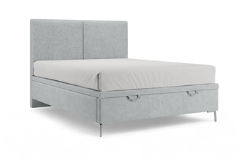 Boxspring posteľ Lektis 160x200 S vnútorným úložným priestorom- popielata látka ľahkočistiaca Maya 20 / nožičky kovové srebrne 