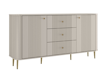 Komoda Vesper 160 cm so zásuvkami na nôžkach - kašmír / zlote nožičky